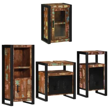 Badezimmermöbel Set 4 pcs Mehrfarbig Massives recyceltes Holz