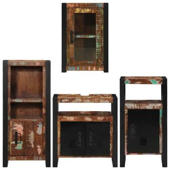 Badezimmermöbel Set 4 pcs Mehrfarbig Massives recyceltes Holz