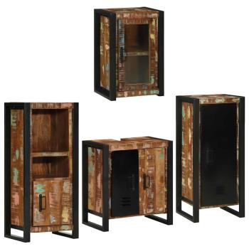Badezimmermöbel Set 4 pcs Mehrfarbig Massives recyceltes Holz