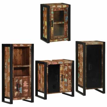 Badezimmermöbel Set 4 pcs Mehrfarbig Massives recyceltes Holz