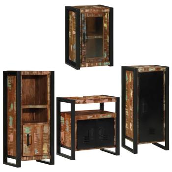 Badezimmermöbel Set 4 pcs Mehrfarbig Massives recyceltes Holz