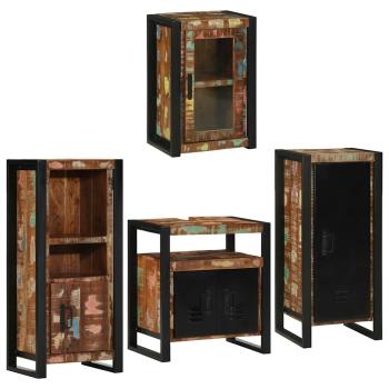 Badezimmermöbel Set 4 pcs Mehrfarbig Massives recyceltes Holz