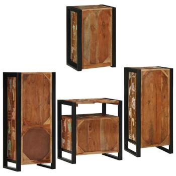 Badezimmermöbel Set 4 pcs Mehrfarbig Massives recyceltes Holz