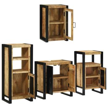 Badezimmermöbel Set mit Tür 4 pcs Braun Massives Mango-Holz