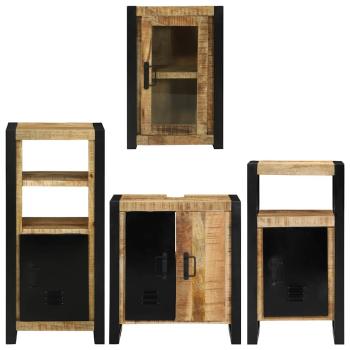 Badezimmermöbel Set mit Tür 4 pcs Braun Massives Mango-Holz