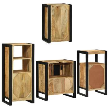 Badezimmermöbel Set mit Tür 4 pcs Braun Massives Mango-Holz
