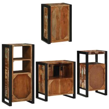 Badezimmermöbel Set 4 pcs Mehrfarbig Massives recyceltes Holz