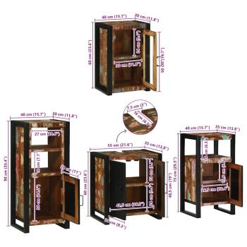Badezimmermöbel Set 4 pcs Mehrfarbig Massives recyceltes Holz