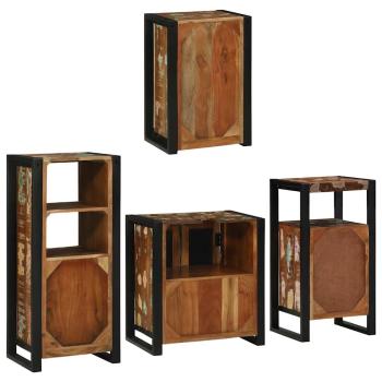 Badezimmermöbel Set 4 pcs Mehrfarbig Massives recyceltes Holz