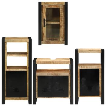 Badezimmermöbel Set mit Tür 4 pcs Braun Massives Mango-Holz