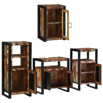 Badezimmermöbel Set 4 pcs Mehrfarbig Massives recyceltes Holz
