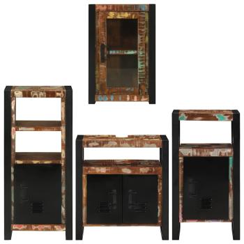 Badezimmermöbel Set 4 pcs Mehrfarbig Massives recyceltes Holz