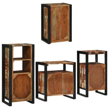 Badezimmermöbel Set 4 pcs Mehrfarbig Massives recyceltes Holz