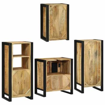 Badezimmermöbel Set mit Tür 4 pcs Braun Massives Mango-Holz