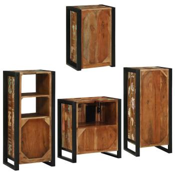 Badezimmermöbel Set 4 pcs Mehrfarbig Massives recyceltes Holz