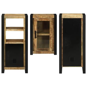 Badezimmermöbel Set mit Tür 3 pcs Braun Massives Mango-Holz