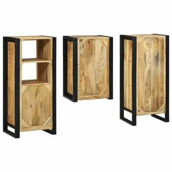 Badezimmermöbel Set mit Tür 3 pcs Braun Massives Mango-Holz