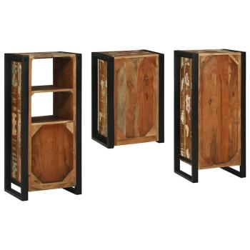 Badezimmermöbel Set 3 pcs Mehrfarbig Massives recyceltes Holz