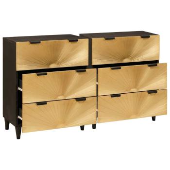Sideboard 2 pcs Schwarz und Gold 60 x 33 x 75 cm