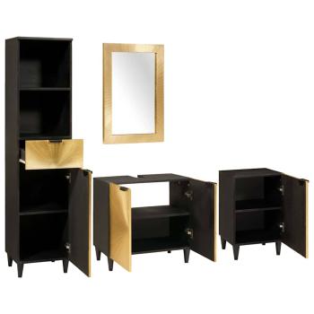 Badezimmermöbel-Sets 4 pcs Schwarz und Gold 38 x 33 x 160 cm