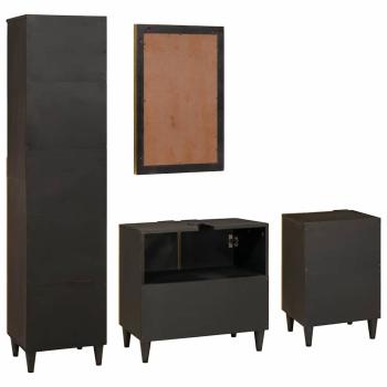 Badezimmermöbel-Sets 4 pcs Schwarz und Gold 38 x 33 x 160 cm