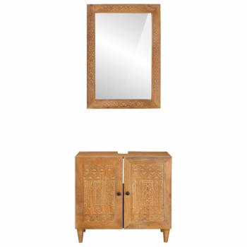 Badezimmermöbel Set Wandmontiert 2 pcs Braun 62 x 33 x 58 cm