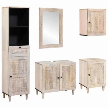 ARDEBO.de - Badezimmermöbel Set mit Schubladen 5 pcs Weiß 38 x 33 x 160 cm