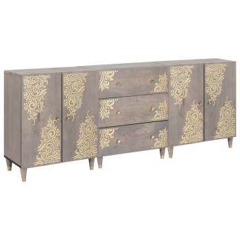 ARDEBO.de - Badezimmermöbel Set Floral 3 pcs Grau und Gold 180 x 33 x 75 cm