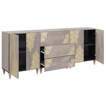 Badezimmermöbel Set Floral 3 pcs Grau und Gold 180 x 33 x 75 cm