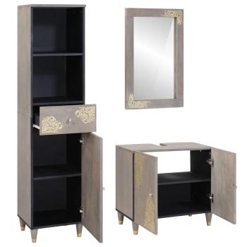 Badezimmermöbel Set mit Schubladen 3 pcs Grau 62 x 33 x 58 cm