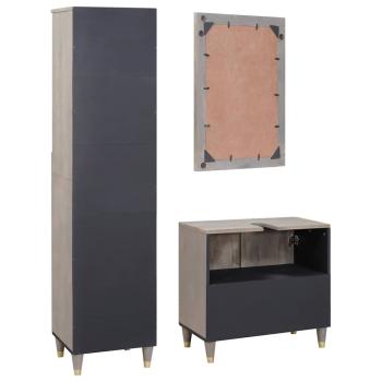 Badezimmermöbel Set mit Schubladen 3 pcs Grau 62 x 33 x 58 cm