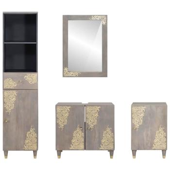 Badezimmermöbel Set mit Schubladen 4 pcs Grau 62 x 33 x 58 cm