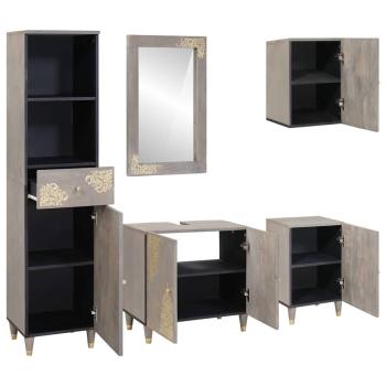 Badezimmerschrank-Set 5 stk. Grau 62 x 33 x 58 cm