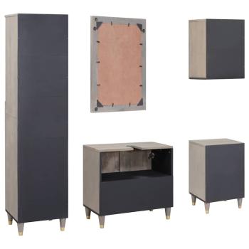 Badezimmerschrank-Set 5 stk. Grau 62 x 33 x 58 cm