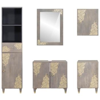 Badezimmerschrank-Set 5 stk. Grau 62 x 33 x 58 cm