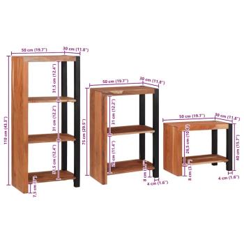 Bücherregal 3 pcs Braun 50 x 30 x 110 cm Massivholz Akazie