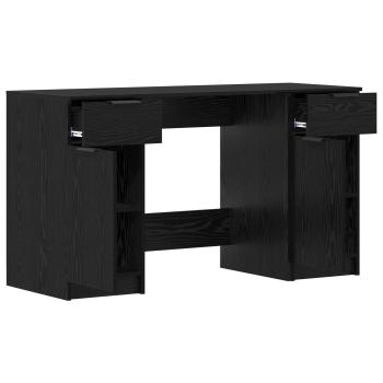 Schreibtisch mit Speicher Schwarz Eichen-Optik 133 x 50 x 75 cm