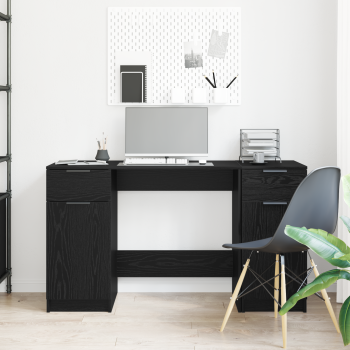 Schreibtisch mit Speicher Schwarz Eichen-Optik 133 x 50 x 75 cm