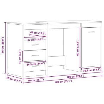 Schreibtisch 2 pcs Schwarz Eichen-Optik 140 x 50 x 76 cm