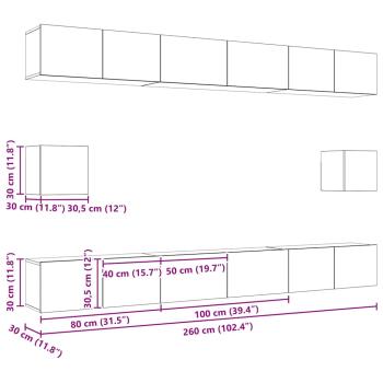 TV-Schrank-Set 8 pcs Schwarze Eiche 100 x 30 x 30 cm