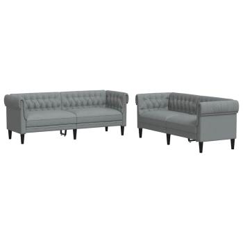 Sofa Set 2 pcs Hellgrau Stoff