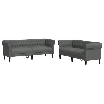 Sofa Set 2 pcs Dunkelgrau Stoff