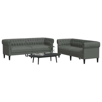 Sofa Set 2 pcs Dunkelgrau Stoff