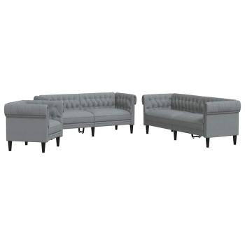 Sofa Set 3 pcs Hellgrau Stoff