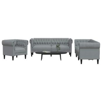 Sofa Set 3 pcs Hellgrau Stoff