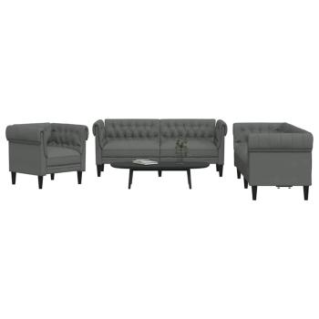 Sofa Set 3 pcs Dunkelgrau Stoff