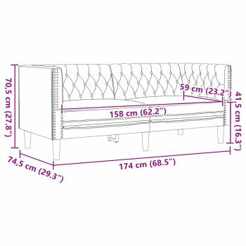 Sofa Set 3 pcs Schwarz 194 x 74.5 x 70.5 cm Kunstleder