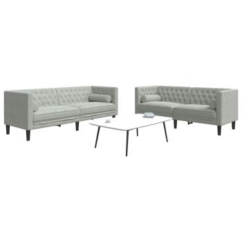 Sofa Set 2 pcs Hellgrau Samt