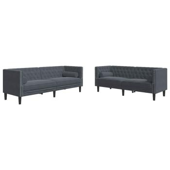 Sofa Set 2 pcs Dunkelgrau Samt