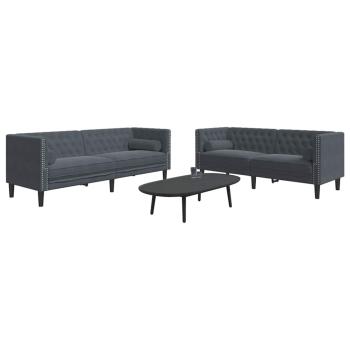 Sofa Set 2 pcs Dunkelgrau Samt